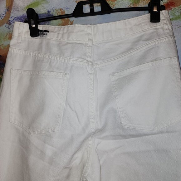 White Future Collective High-Waisted Straight Leg Jeans with cutout front pocket - Picture 6 of 8